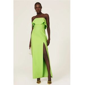 Aidan Mattox Strapless Ruffle Popover Statement Maxi Dress